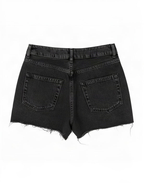Topshop Womens Mom Denim Shorts UK 8 Small W26 Black Cotton