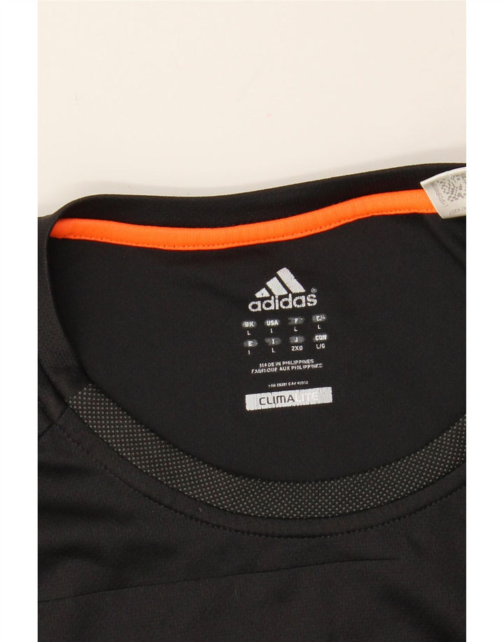 ADIDAS Mens Climalite Graphic T-Shirt Top Large Black Vintage Adidas and Second-Hand Adidas from Messina Hembry 