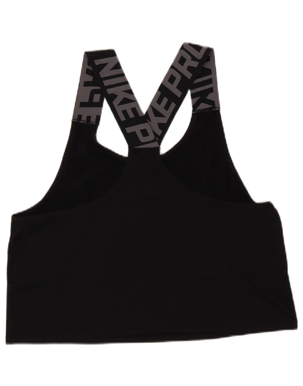 Женский спортивный бюстгальтер с графическим принтом Nike Dri Fit UK 14, средний черный полиэстер