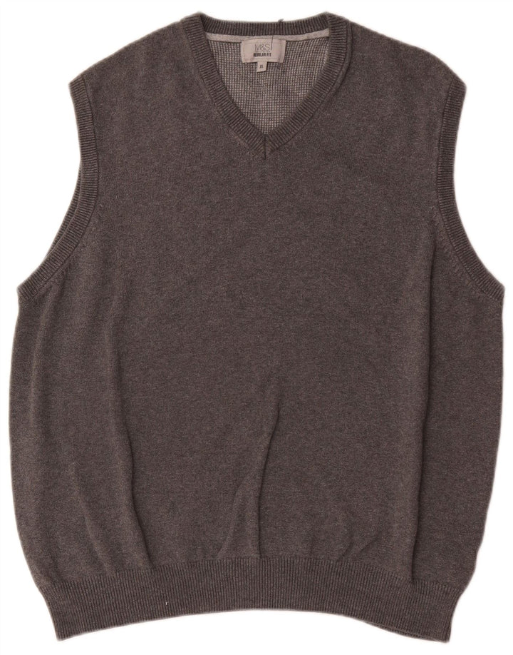 Marks & Spencer Mens Regular Fit Vest Tank Top XL Grey Cotton