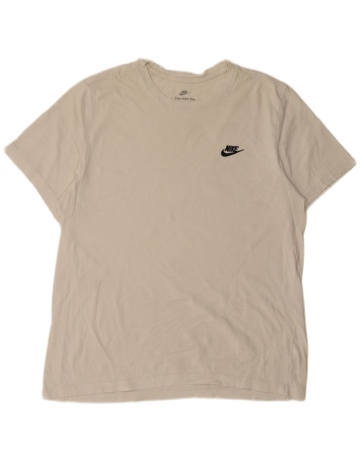NIKE Mens T-Shirt Top Large Off White Cotton