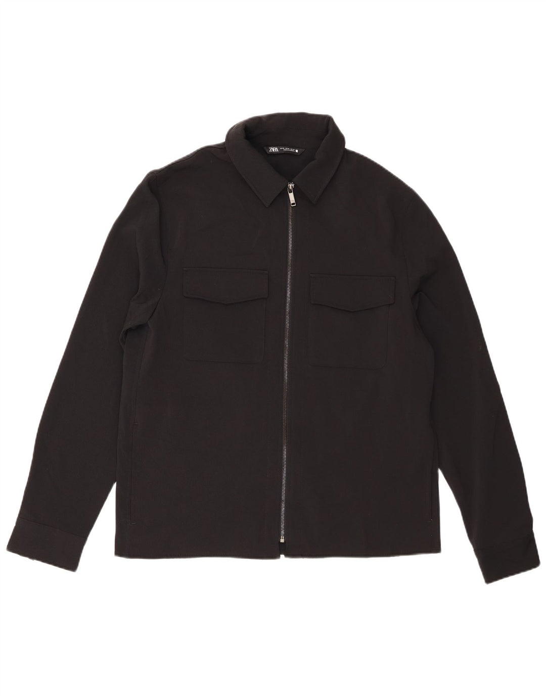 Zara Mens Overshirt Shirt XL Black Polyester