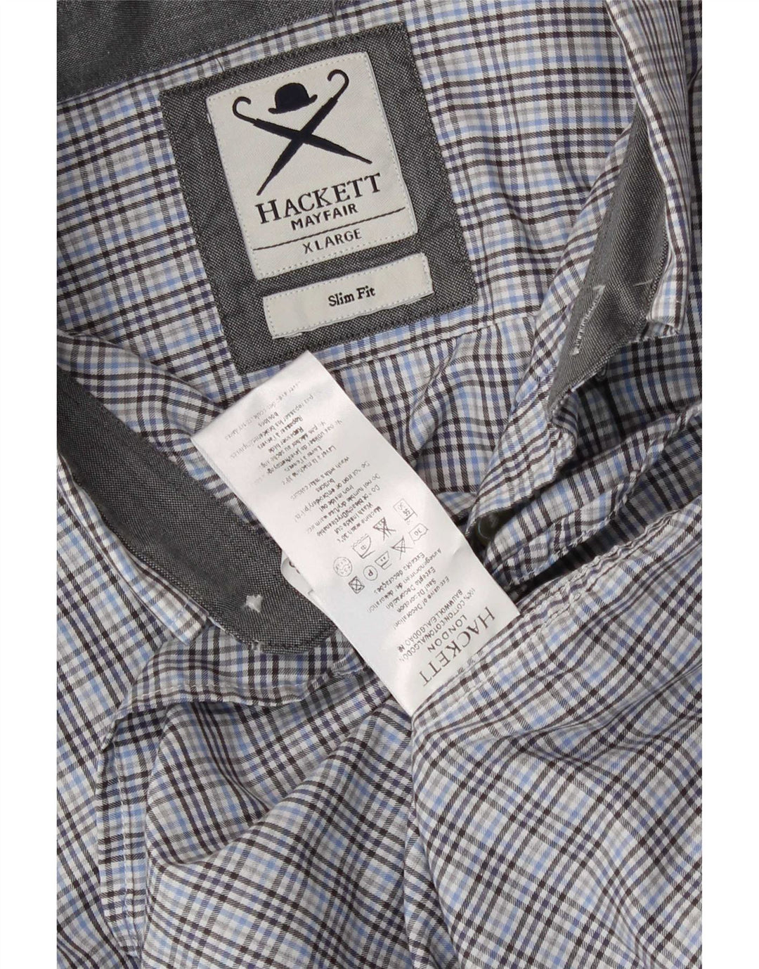 Camicia Hackett da uomo slim fit XL in cotone a quadri grigio