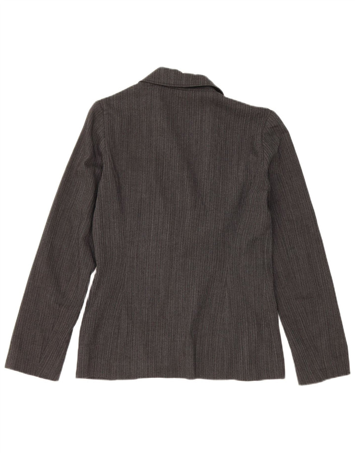 Vintage Damen 2-Knopf-Blazerjacke IT 42 Mittelgraue Wolle