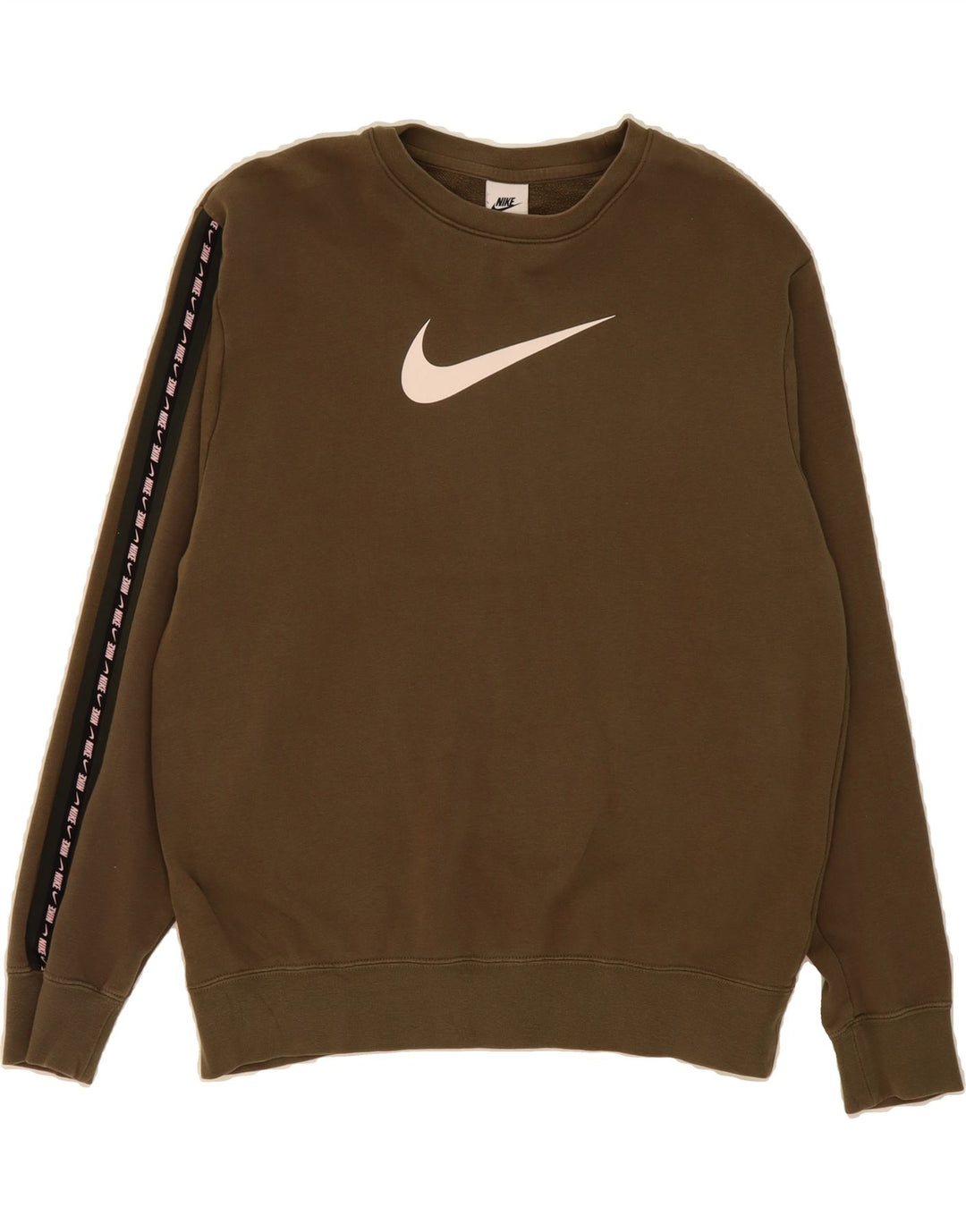 NIKE Mens Graphic Sweatshirt Jumper Medium Khaki Colourblock Cotton Vintage Nike and Second-Hand Nike from Messina Hembry 