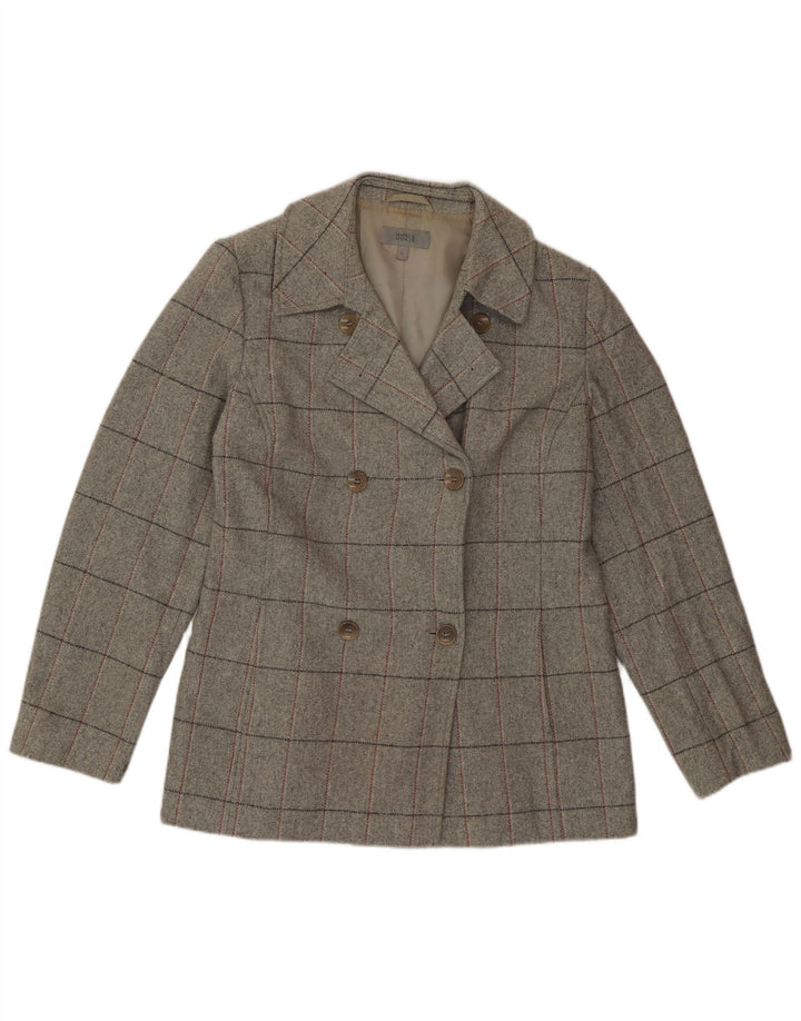 Marks & Spencer Veste Blazer Femme UK 12 Gris Moyen à Carreaux