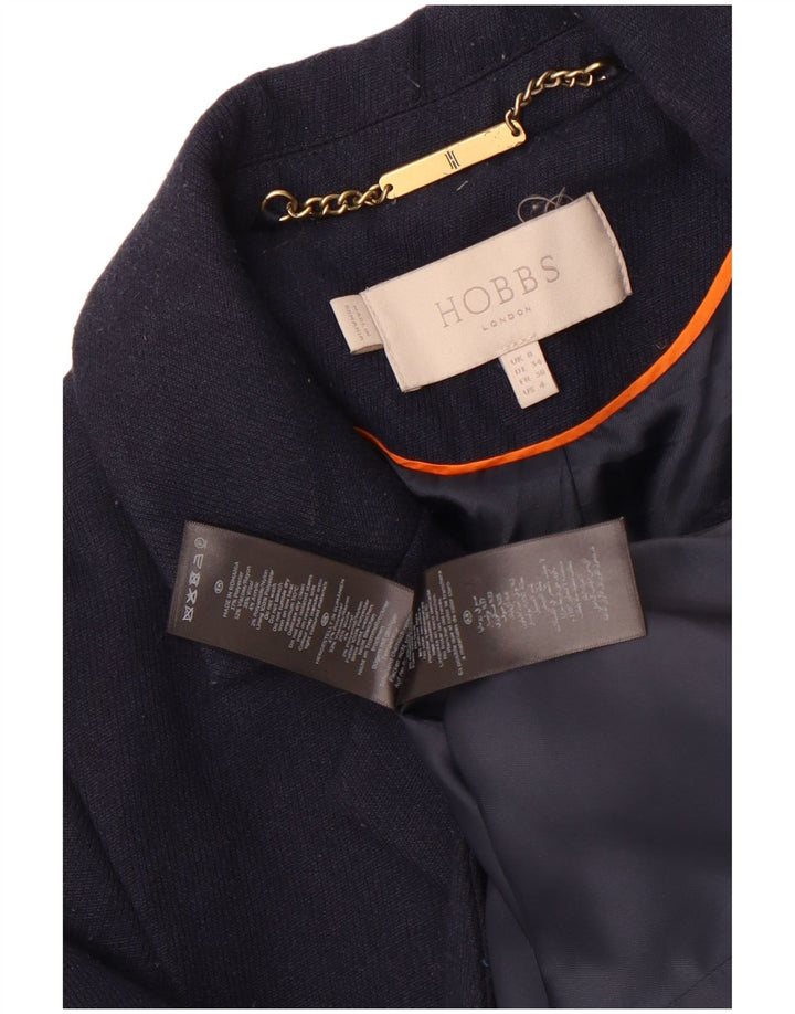 Hobbs Womens Longline 1 Button Blazer Jacket UK 8 Small Navy Blue Polyester