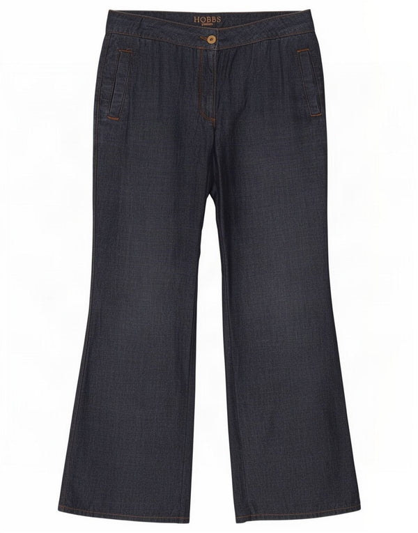 Hobbs Pantalon Chino Bootcut Femme UK 10 Small W28 L28 Bleu Marine Coton