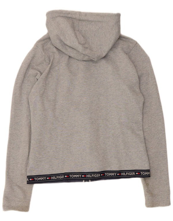 Tommy Hilfiger Pull à capuche zippé pour femme UK 14 Large Gris Colorblock