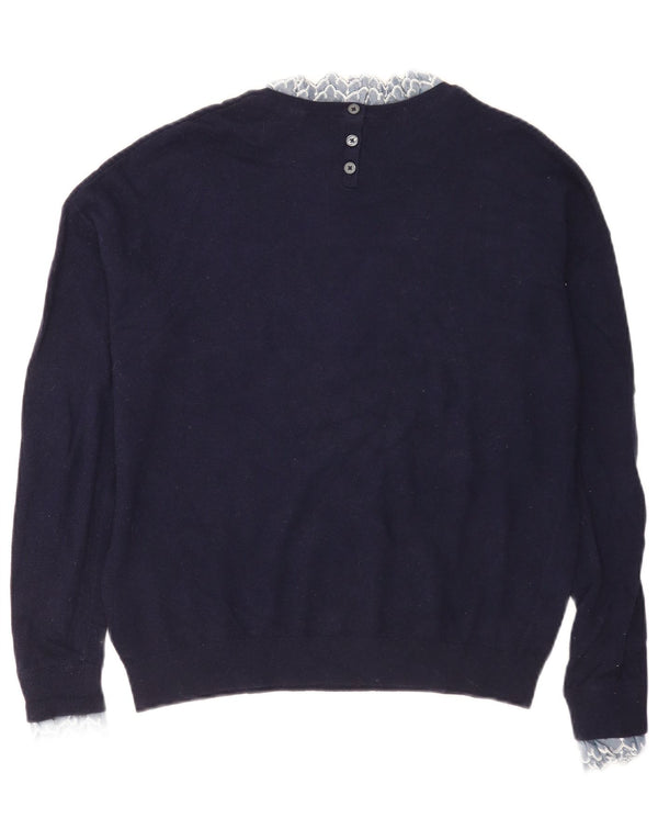 Boden Womens Oversized Turtle Neck Jumper Sweater UK 10 Small Navy Blue