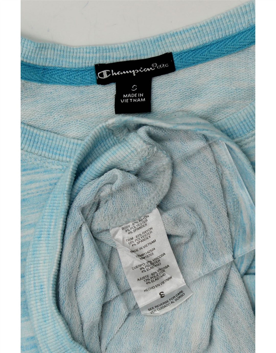 CHAMPION Mens Top Long Sleeve Small Blue Flecked Rayon Vintage Champion and Second-Hand Champion from Messina Hembry 