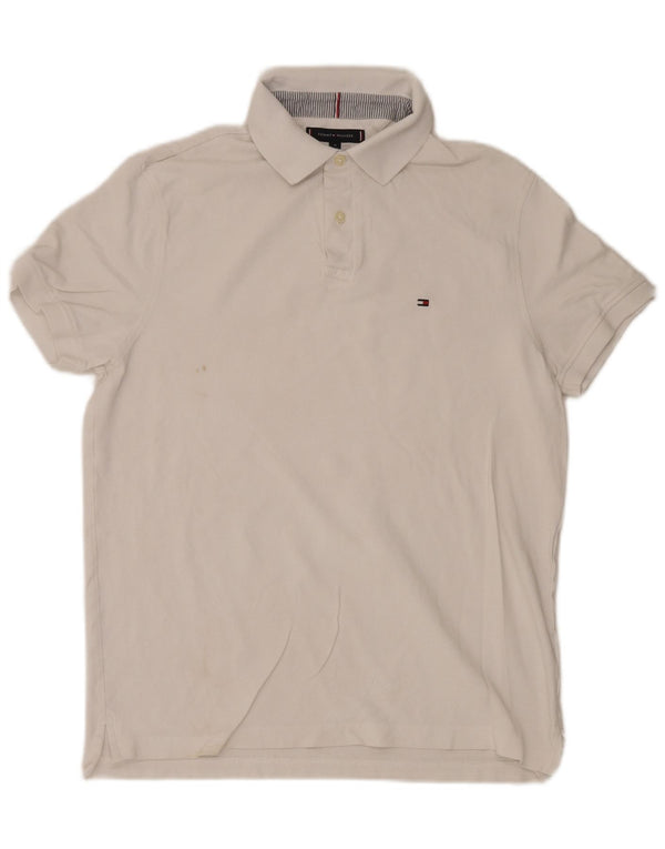 Tommy Hilfiger Herre Regular Fit Polo Shirt Medium White Bomuld