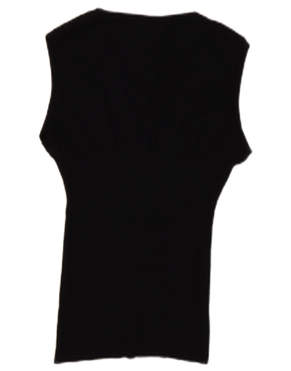 Benetton Damen Weste Tank Top UK 14 Große schwarze Wolle
