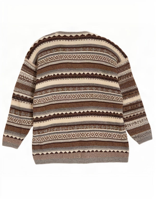 Damski sweter rozpinany Tulchan UK 14 Średni brąz Fair Isle New Wool