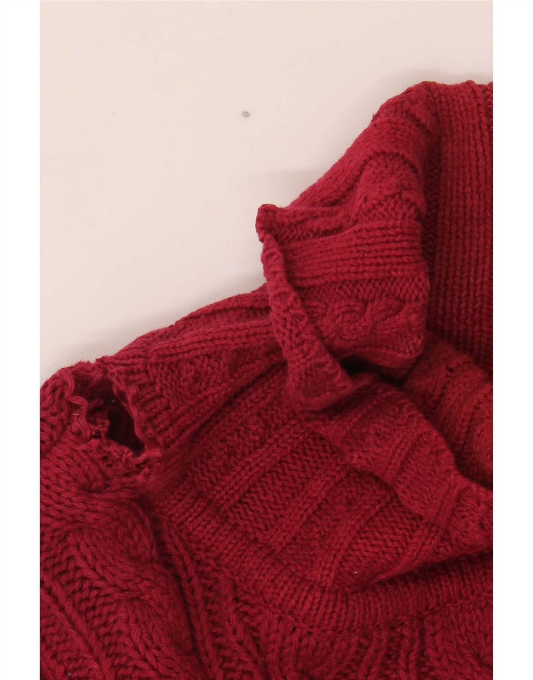 Eddie Bauer Mens Roll Neck Jumper Sweater Large Red Cotton