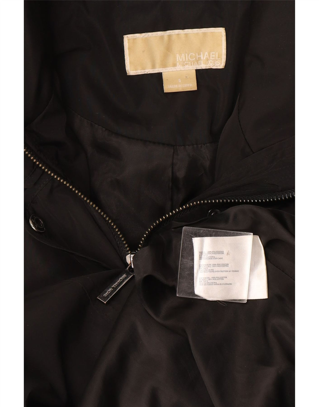 Michael Kors Womens Hooded Parka Jacket UK 10 Small Black Polyester