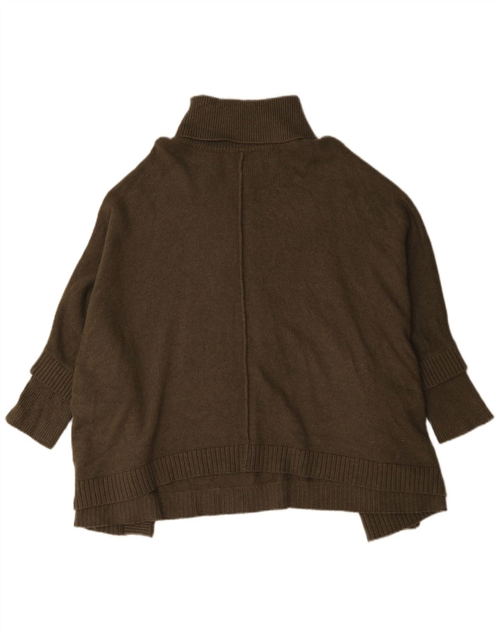Joules Womens Oversized Roll Neck Poncho Jumper UK 14 Medium Khaki Viscose