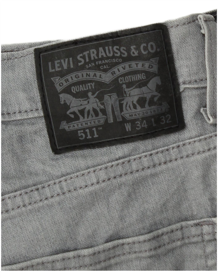 Levi's Mens 511 Slim Jeans W34 L32 Grey Cotton