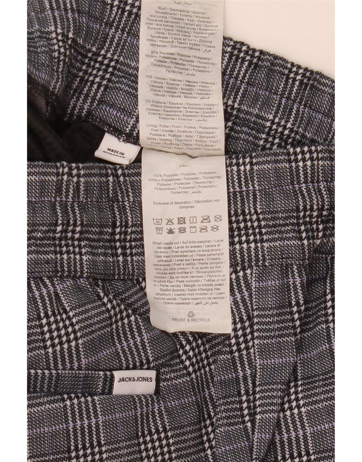 Jack & Jones Mens Chino Shorts Small W29  Grey Check Polyester