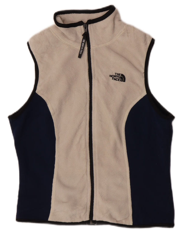 The North Face Womens Fleece Gilet UK 12 Medium Off White Colorblock