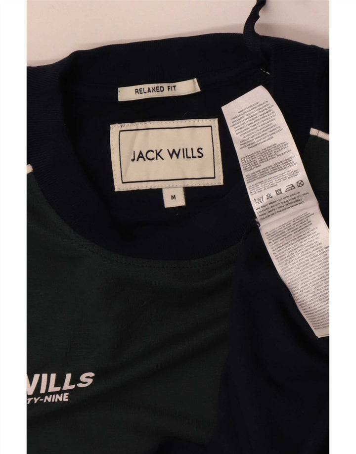 Jack Wills Herre grafisk T-shirt Top Medium Navy Blue Colourblock