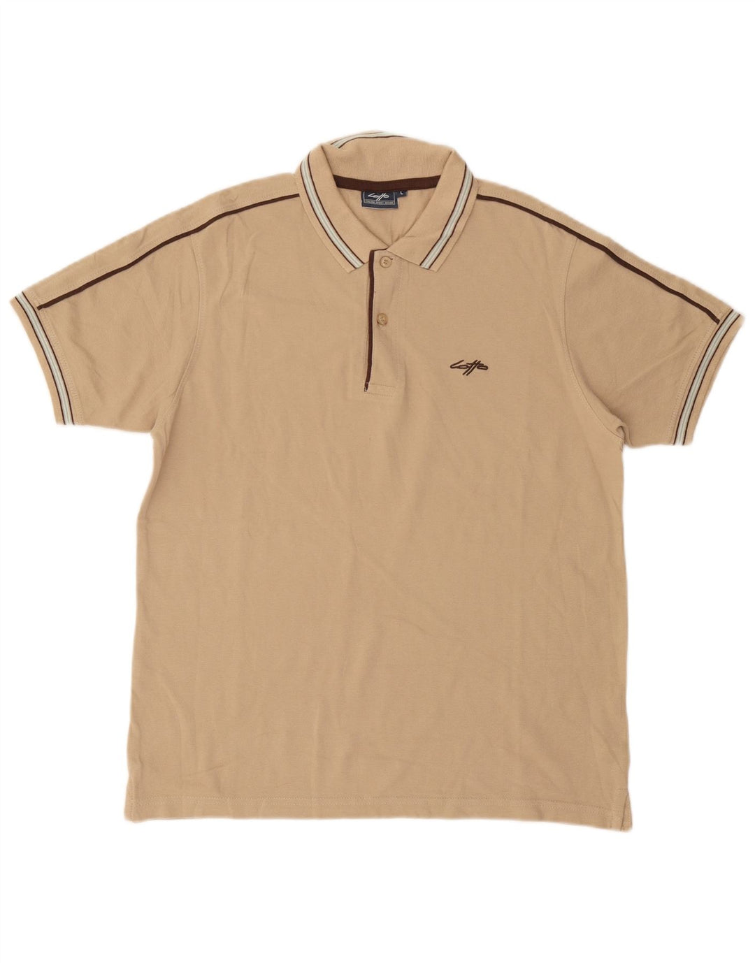 Lotto Mens Polo Shirt Large Beige Cotton
