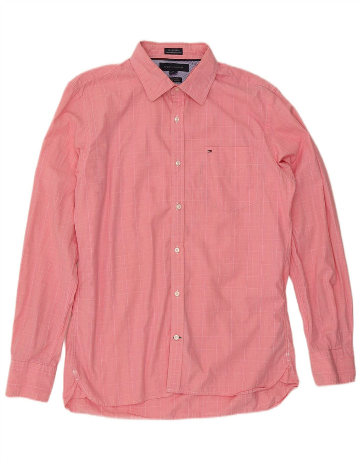 TOMMY HILFIGER Mens Custom Fit Shirt Size 15 1/2 16 Medium Pink Check