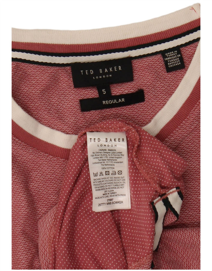 Ted Baker Herre Regular T-Shirt Top Størrelse 5 XL Pink Bomuld