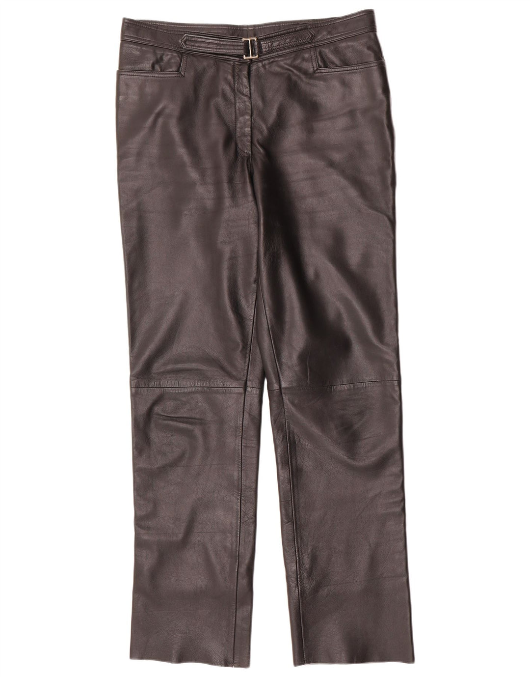 Maddox Womens Straight Leather Trousers IT 44 Medium W32 L32 Black