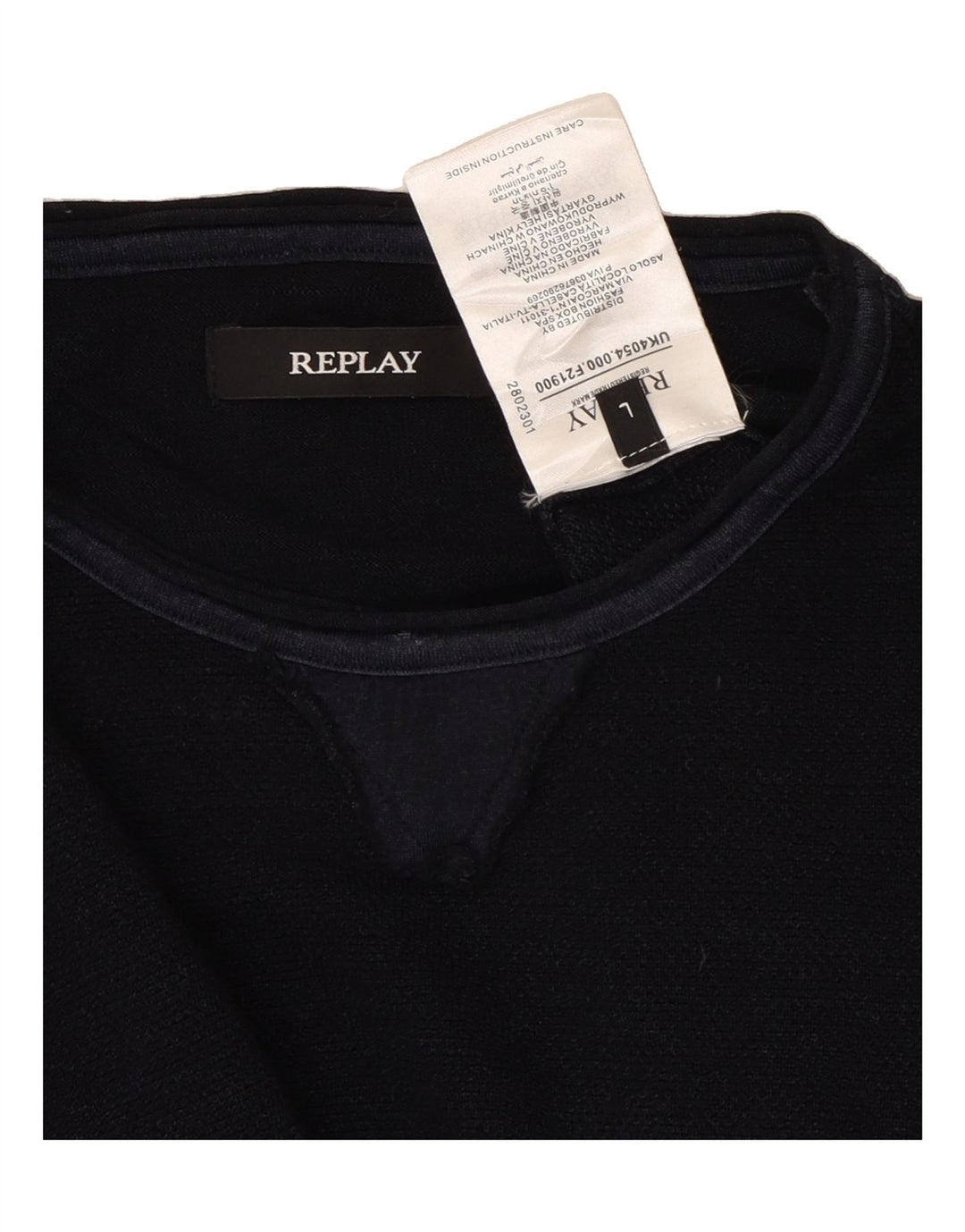 REPLAY Mens Crew Neck Jumper Sweater Large Navy Blue Wool Vintage Replay and Second-Hand Replay from Messina Hembry 