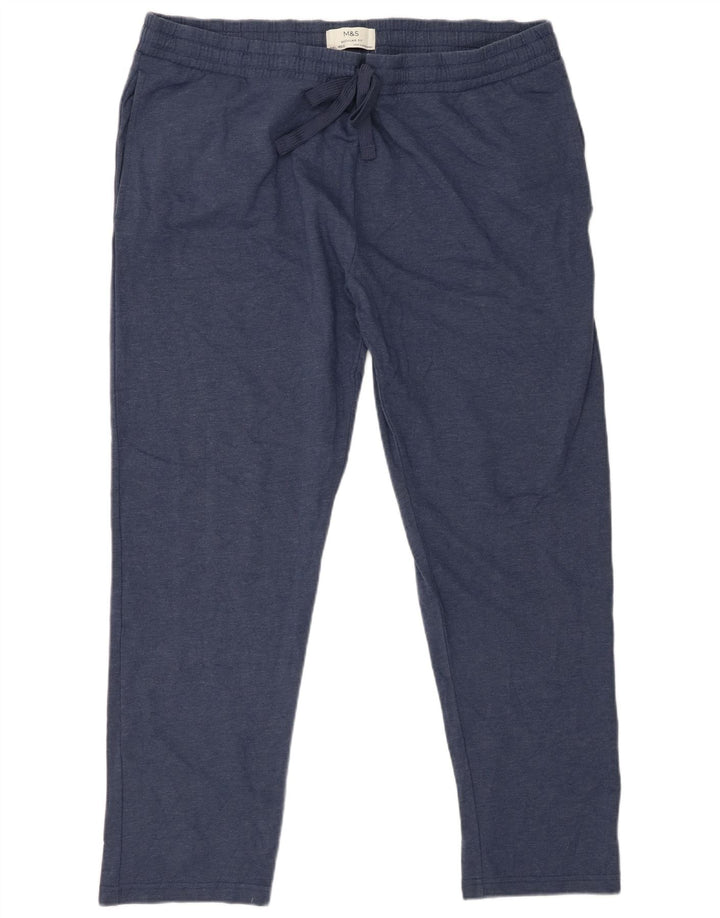 MARKS & SPENCER Mens Tracksuit Trousers 2XL  Navy Blue Cotton