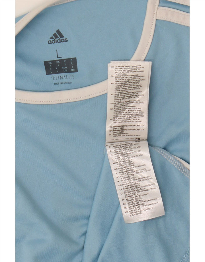 Adidas Mens Climalite T-Shirt Top Large Blue Colourblock Polyester