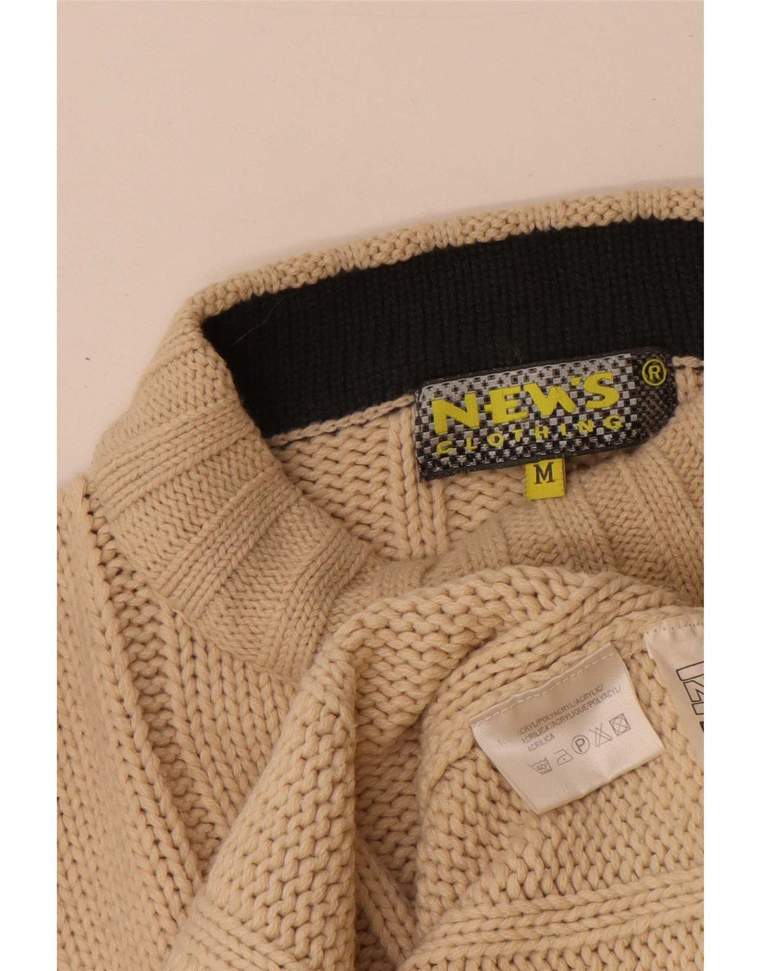 Maglione vintage da uomo con collo dolcevita a righe beige medio