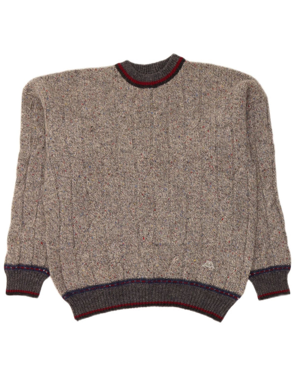 Męski sweter z okrągłym dekoltem Kappa XL Szary, nakrapiany dziewicza wełna