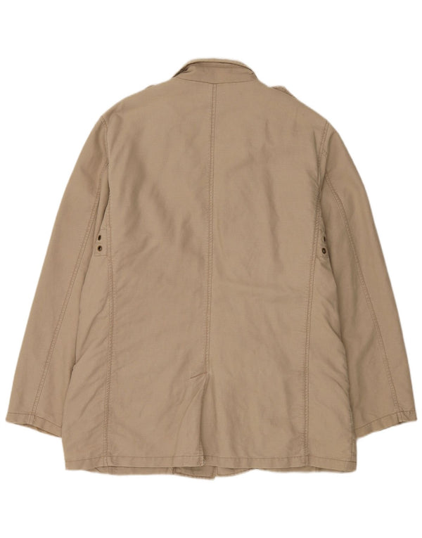 Jan Paulsen Mens Military Jacket EU 54 2XL Beige Linen