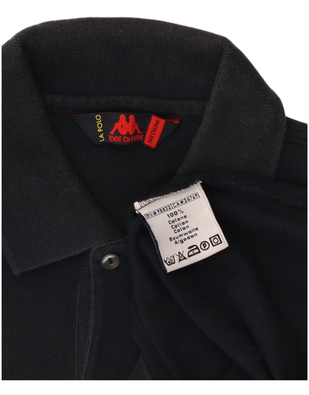 Kappa Mens Polo Shirt Medium Black Cotton