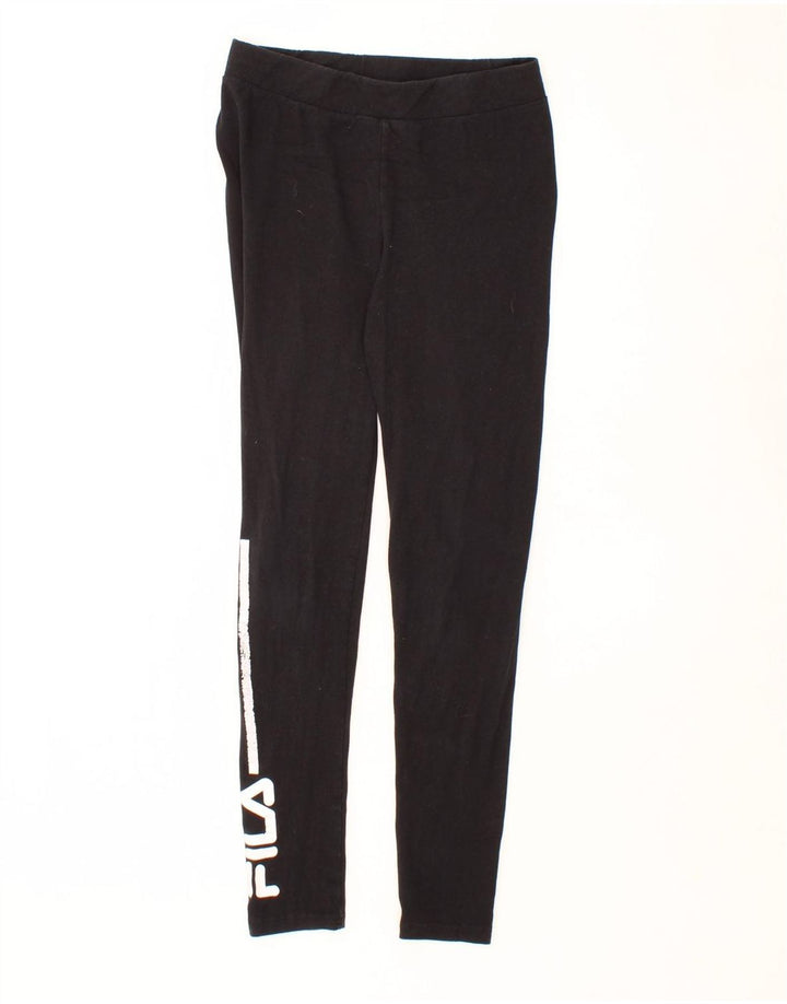 FILA Womens Graphic Leggings UK 12 Medium  Black Cotton Vintage Fila and Second-Hand Fila from Messina Hembry 