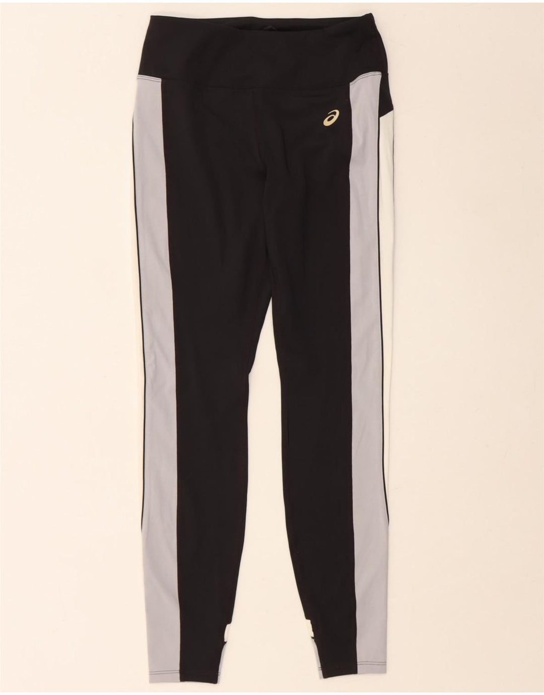 ASICS Womens Leggings UK 10 Small  Black Colourblock Polyester