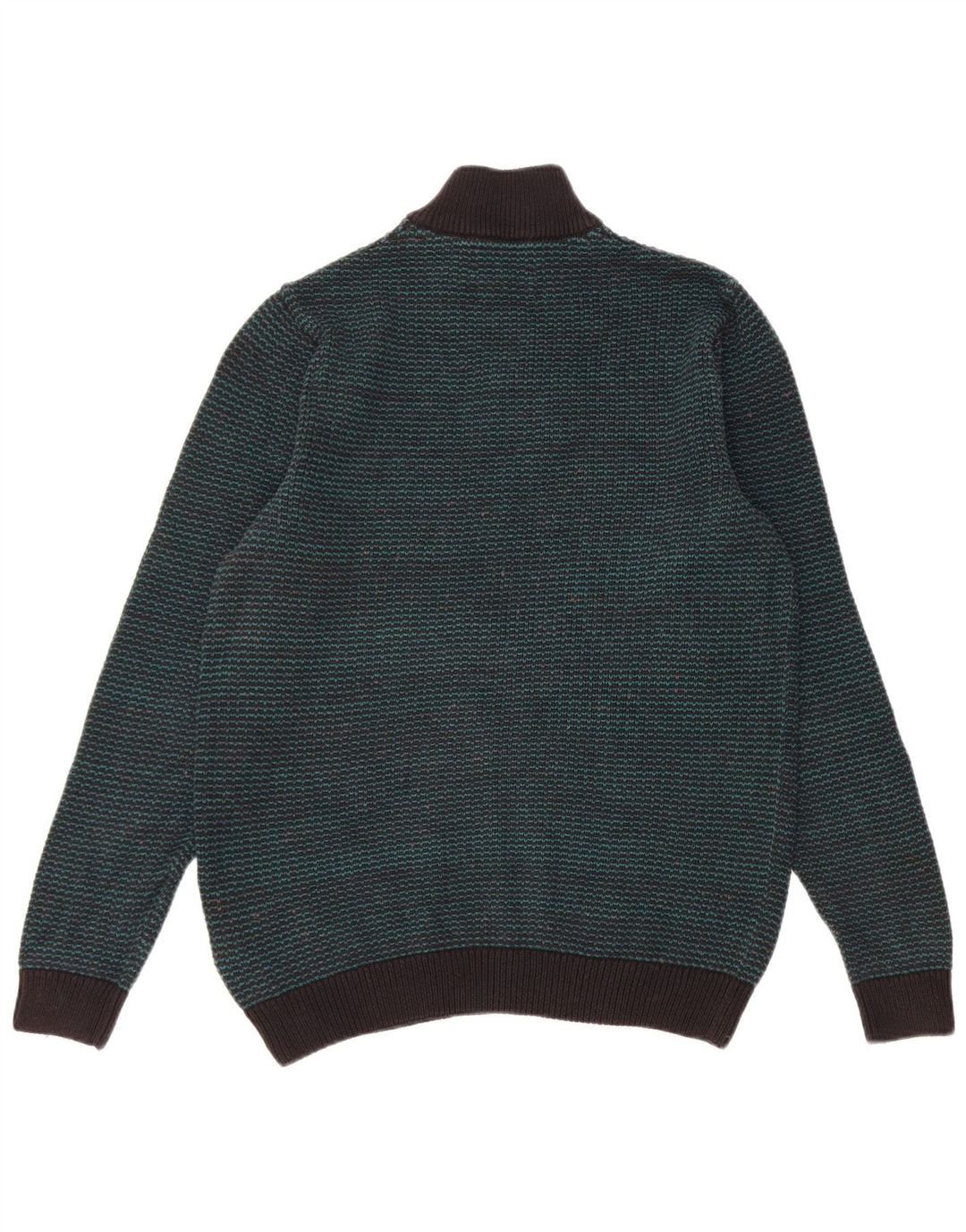 Marks & Spencer Pull col zippé pour homme en coton rayé vert moyen