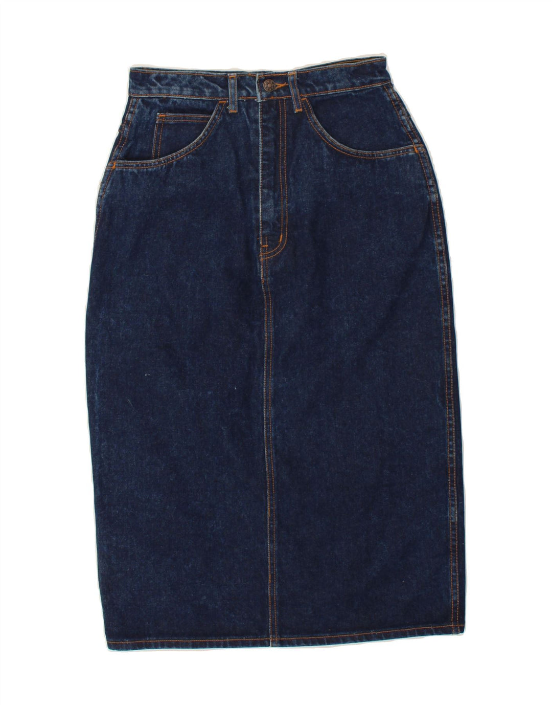 VINTAGE Womens Midi Denim Skirt W26 Small Blue Vintage Vintage and Second-Hand Vintage from Messina Hembry 
