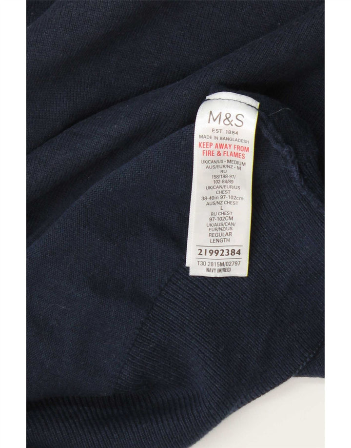 Marks & Spencer Mens Crew Neck Jumper Sweater Medium Navy Blue Cotton