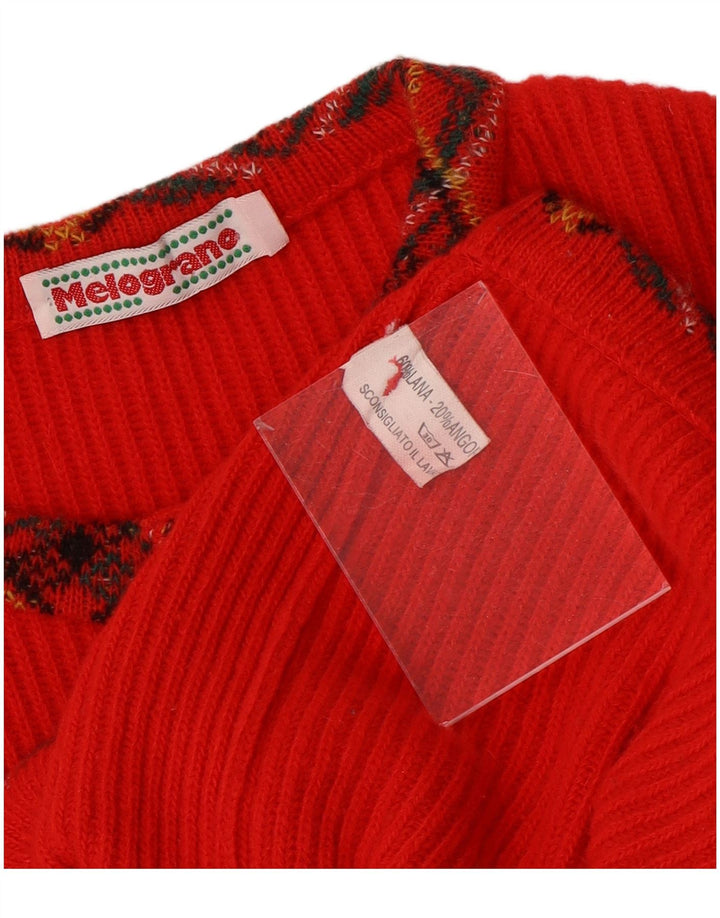 Vintage dame cardigan sweater UK 12 Medium Red Argyle/Diamond Wool