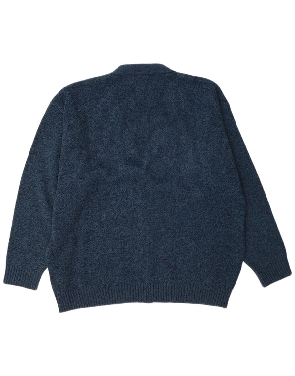 Four Seasons Mens Cardigan Sweater XL Navy Blue Flecked Acrylic