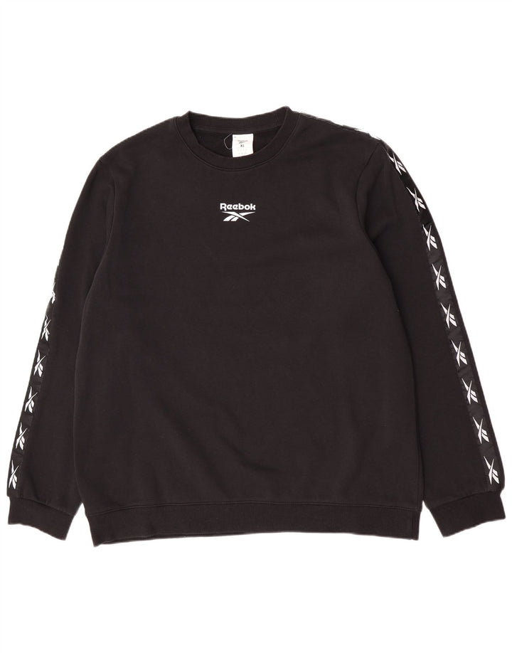 Reebok Mens Graphic Sweatshirt Jumper XL Black Cotton