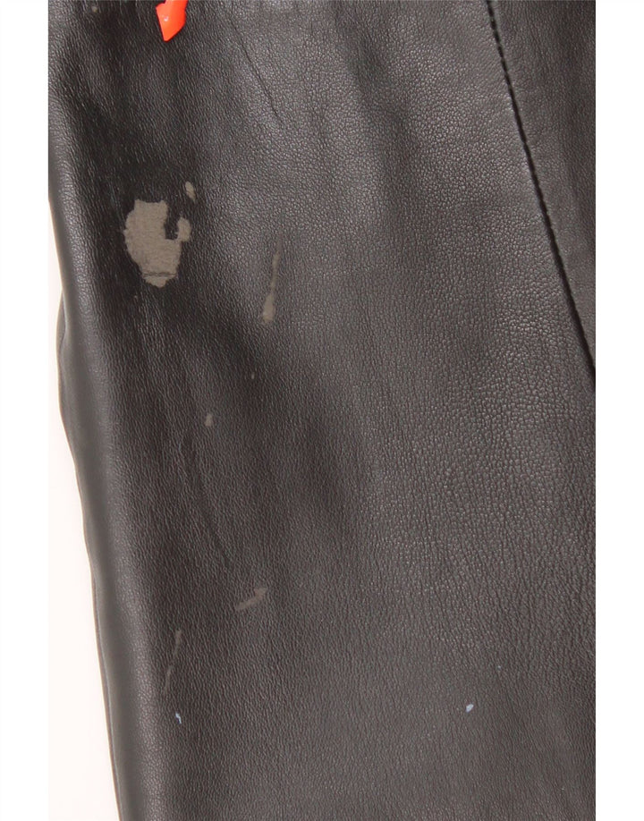 Conbipel Mens Bomber Leather Jacket IT 48 Medium Black Leather