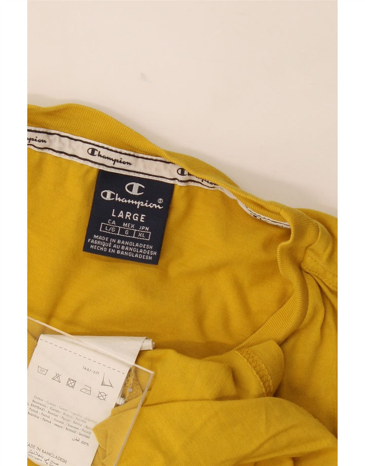 CHAMPION Mens T-Shirt Top Large Yellow Cotton Vintage Champion and Second-Hand Champion from Messina Hembry 