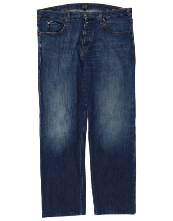 Armani Mens Regular Straight Jeans W36 L30 Blue Cotton