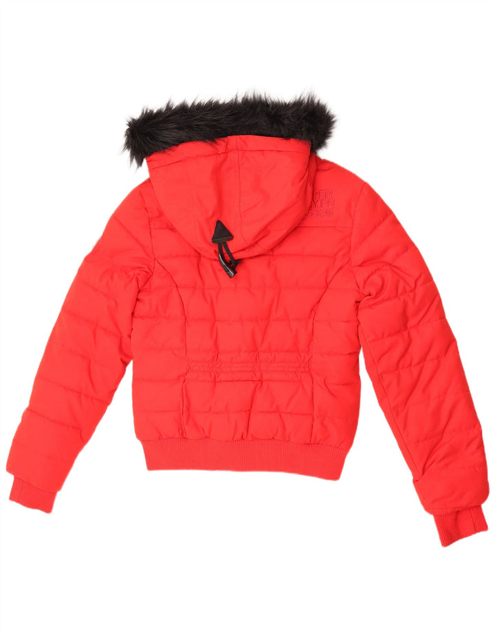 Giacca imbottita da donna Superdry The Toggle Puffer Graphic Padded UK 12 Medium Red