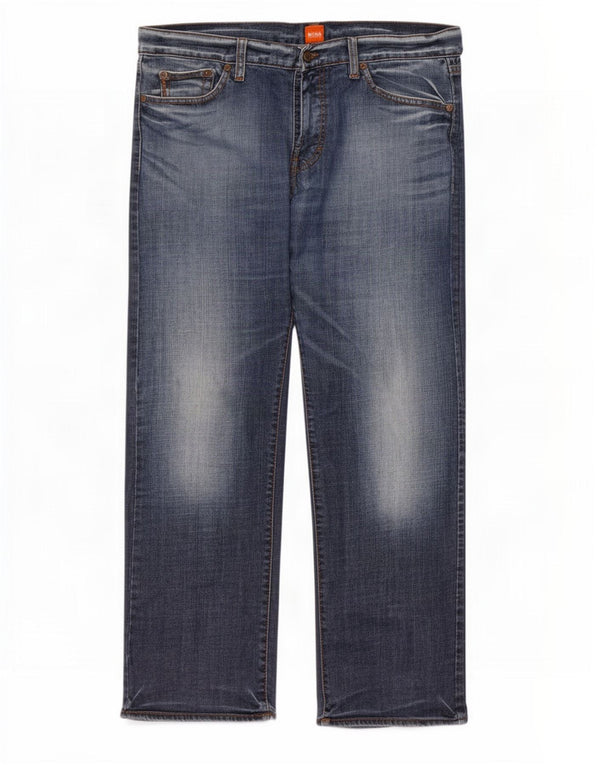 Мужские прямые джинсы Hugo Boss W38 L32 синие, хлопок