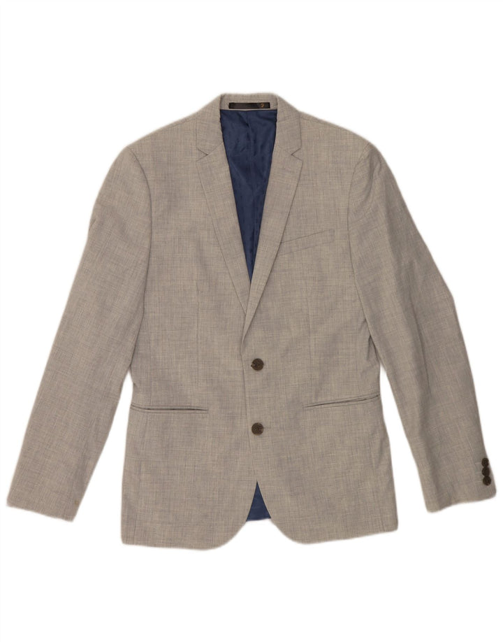 Farah Mens 2 Button Blazer Jacket UK 36 Small Grey Polyester